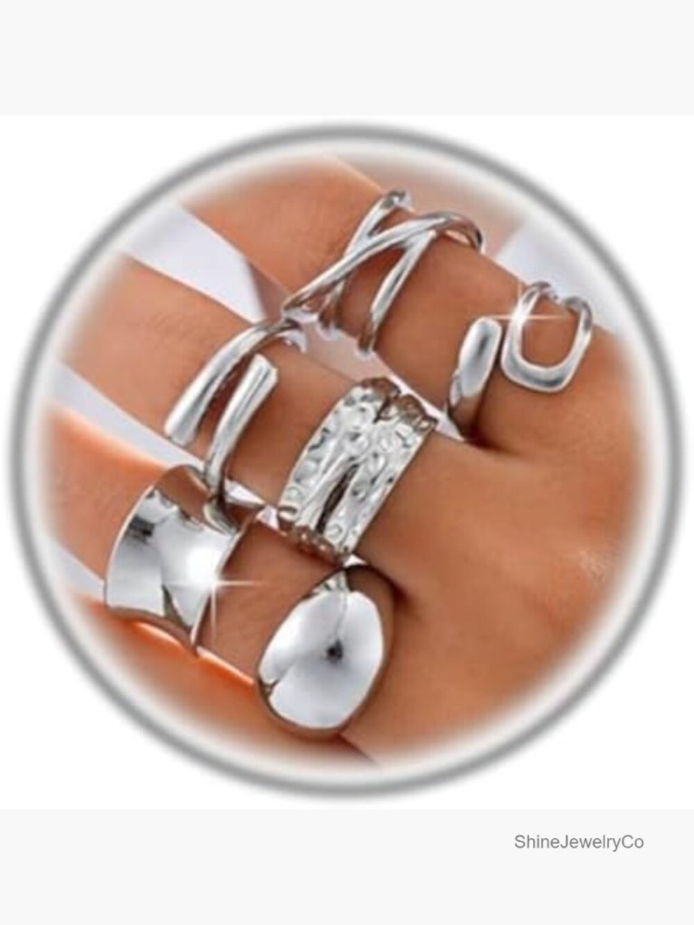 Chunky Stackable Knuckle Rings Set Vintage Hollow Carved Midi Ring Pack Punk
